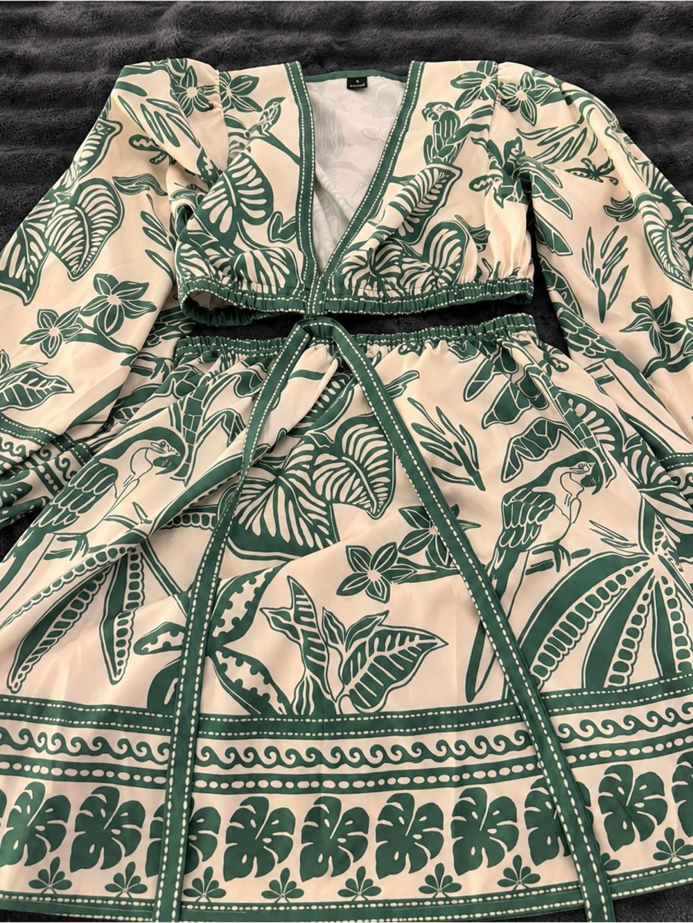 NWT SHEIN Green Tropical Print Cutout Mini Dress - size small